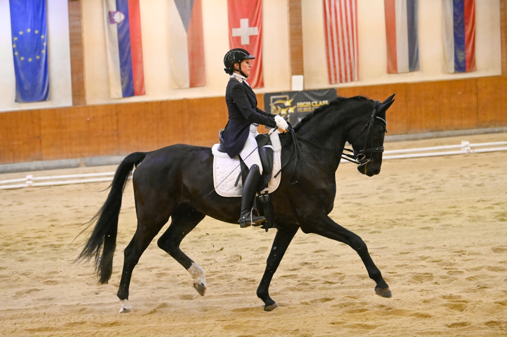 Zwei Platzierungen für Sabine Panis vom HCHC Weikersdorf und ihre österreichische Rappstute Welpere. © Istvan Lehoczky