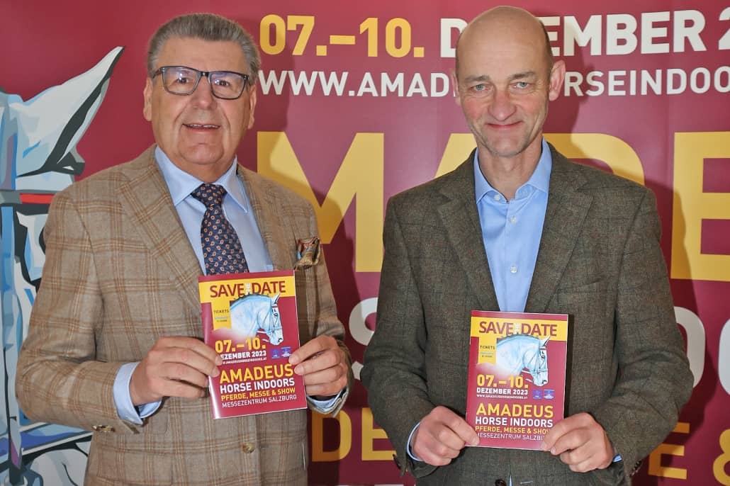 Gesellschafter Wenzel Schmidt und Geschäftsführer Christian Steiner laden von 7. bis 10. Dezember 2023 in die Salzburgarena. © Amadeus Horse Indoors GmbH | Salzburg-Cityguide